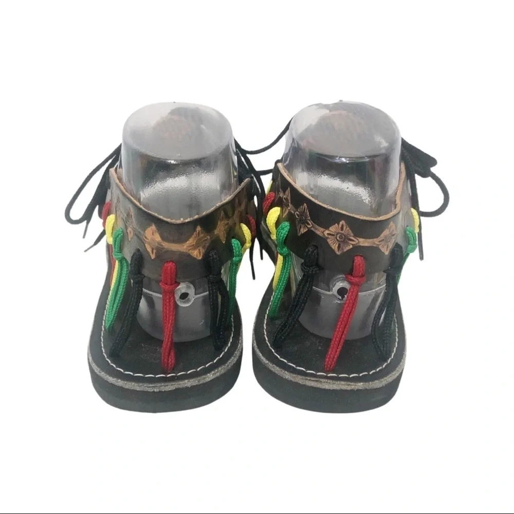 Reggae Rasta summer sandals leather and cloth women size 7.5 or 24.5 CM